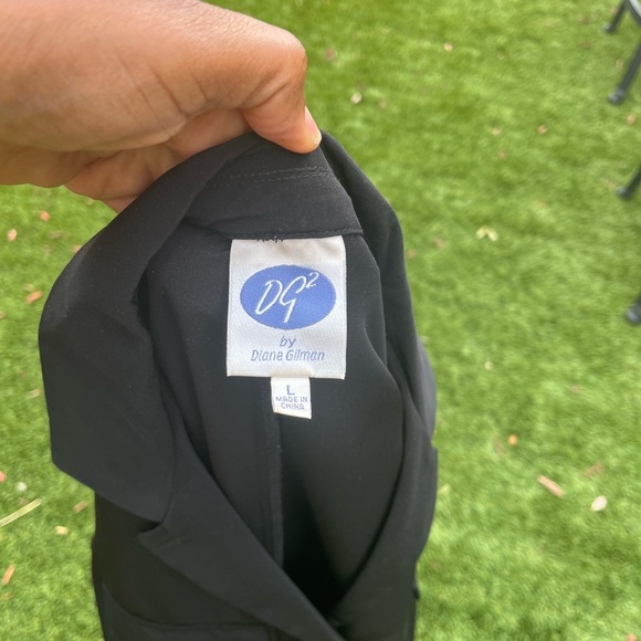 Women’s black button blouse w 2 frontal pockets & waistband by Diane Gilman S L - Picture 5 of 5